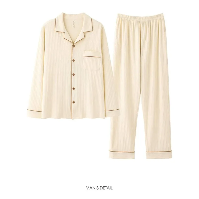 Couple Pajamas Sweet Women's 100% Cotton Long Sleeved Pants Loungewear 2024 New Spring Autumn Sleepwear Men's Home Furnishings