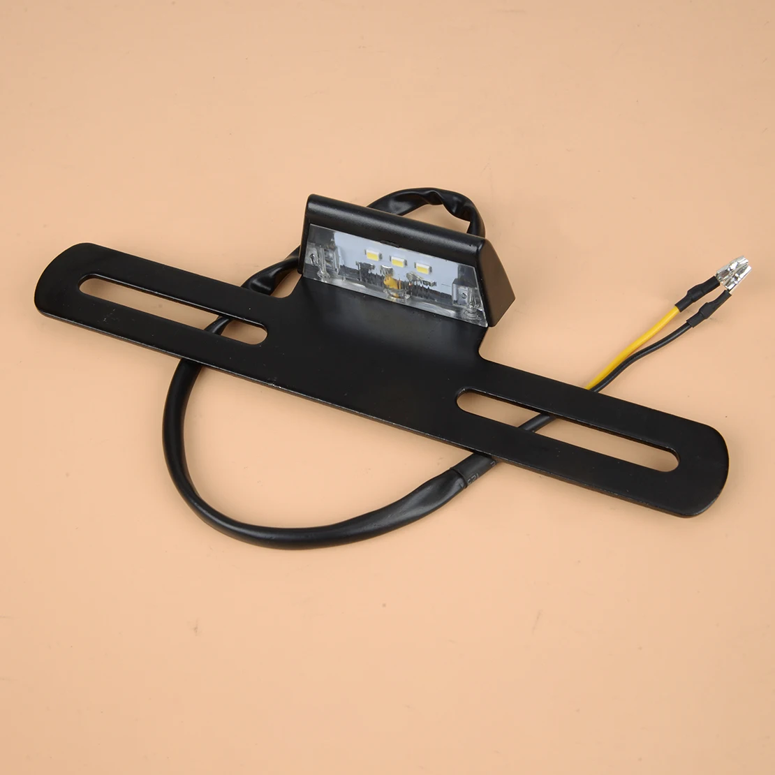 

12V Black Motorcycle Rear License Plate Mount Holder Bracket With Tail Light Lamp 3 LED