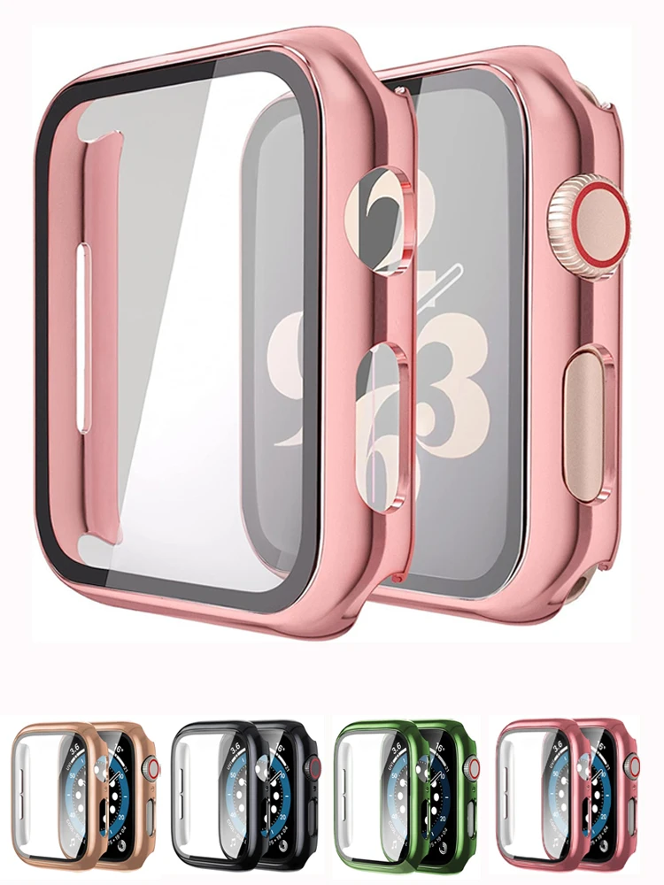 

Стекло и крышка для Apple Watch Φ series 9-8 7 6 5 4 3 se 44 мм 40-42-38-41 мм 45 мм, защита экрана бампера, аксессуары для apple watch