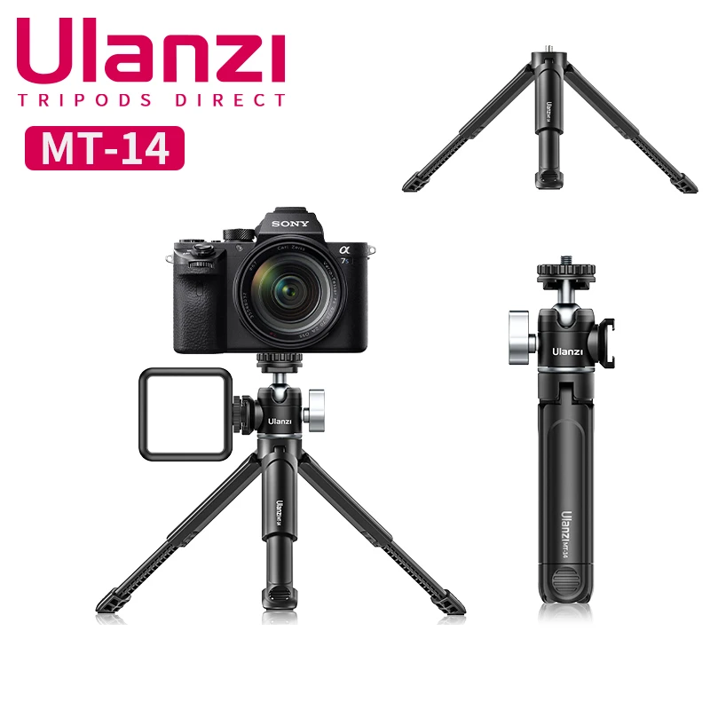 Ulanzi MT-14 Aluminum Alloy Phone Camera Tripod 360&deg; Ballhead 1/4 Screw Portable Vlog Kit Light Desktop Tripods for Huawei
