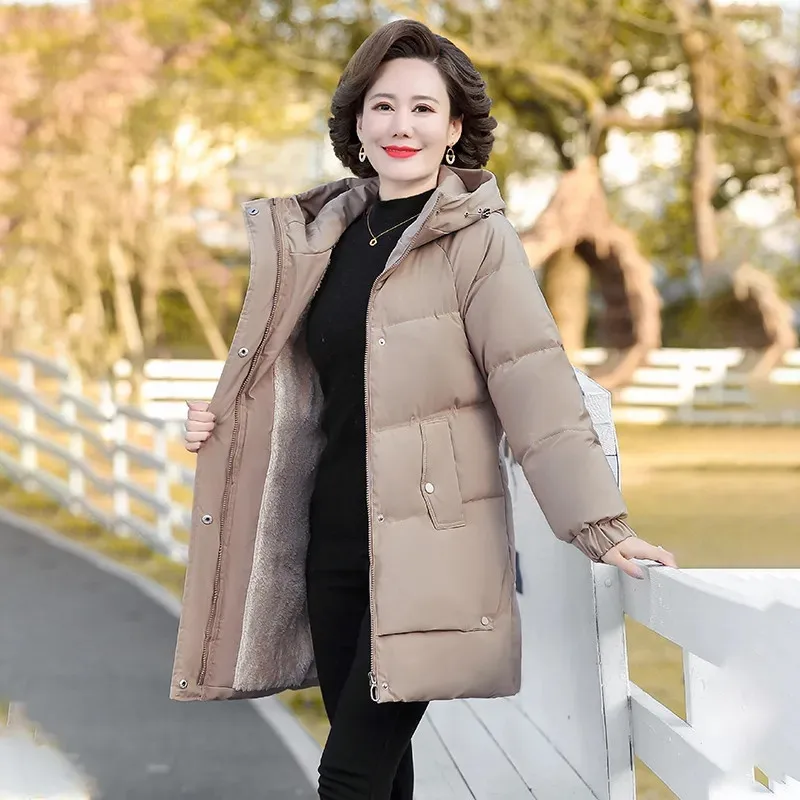

Cotton Padded Jacket Women 2024 Winter Parkas New Fashion Hooded Thick Warm CClothes Loose Outerwear Coat Female Overcoat H3330