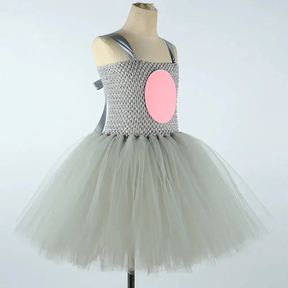 Baby Mädchen Graumaus Kostüme für Kinder graue Ratte Prinzessin Kleider mit Ohren Fliege Schwanz Kinder Halloween Geburtstag Tutu Outfit – Detail 16