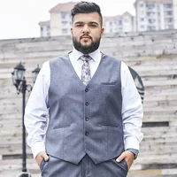 2025 Plus Size Suit Vest Men Solid Color Single Breasted Waistcoat For Host Groom Groomsmen Grey Black Navy Waist Coat 9XL 1