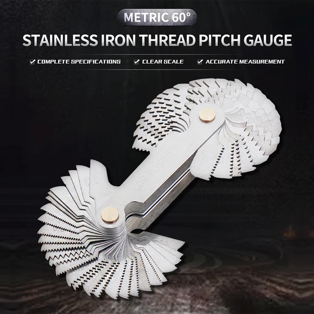 55/60도 미터법 인치 미국 나사 플러그 게이지 탄소강 기어 치아 나사 피치 게이지 나사 피치 측정 도구