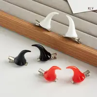 1pair Horn Hairpins Hot Girl Goth Duckbills Hair Clip Halloween Goth Ponytail Braids Hair Clip for Woman