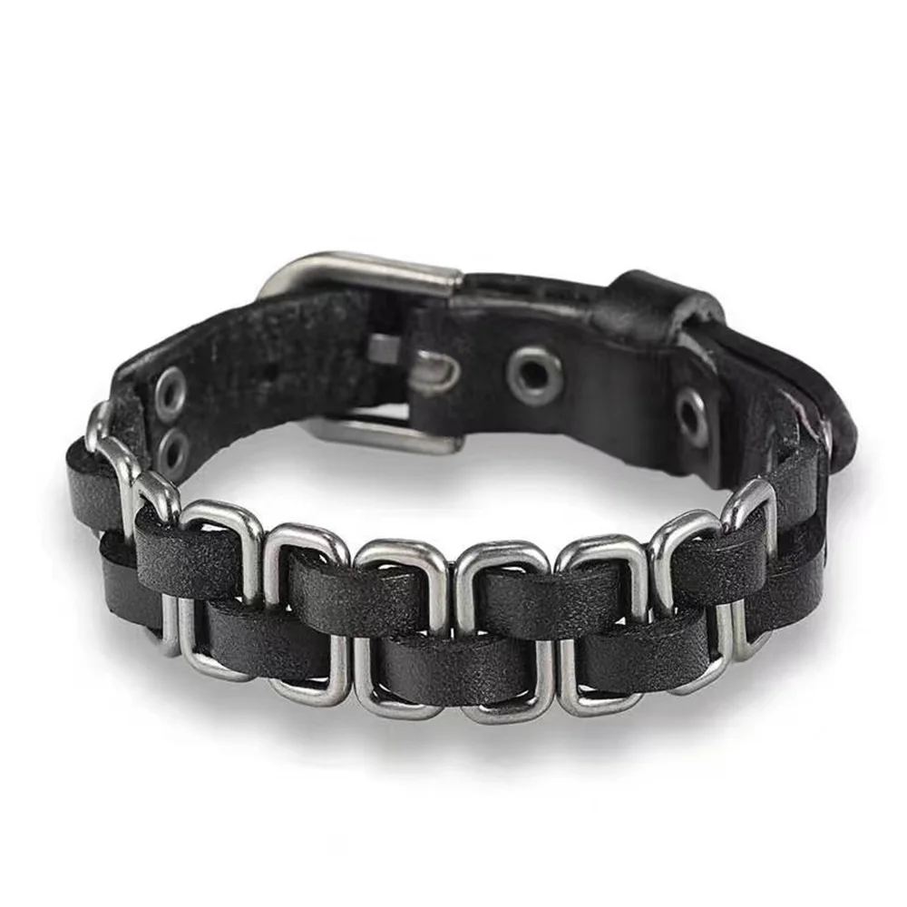 2024 Gothic Punk Hip Hop Rock Spike Rivet Cross Stud Lederarmband Armreif Bangle 8