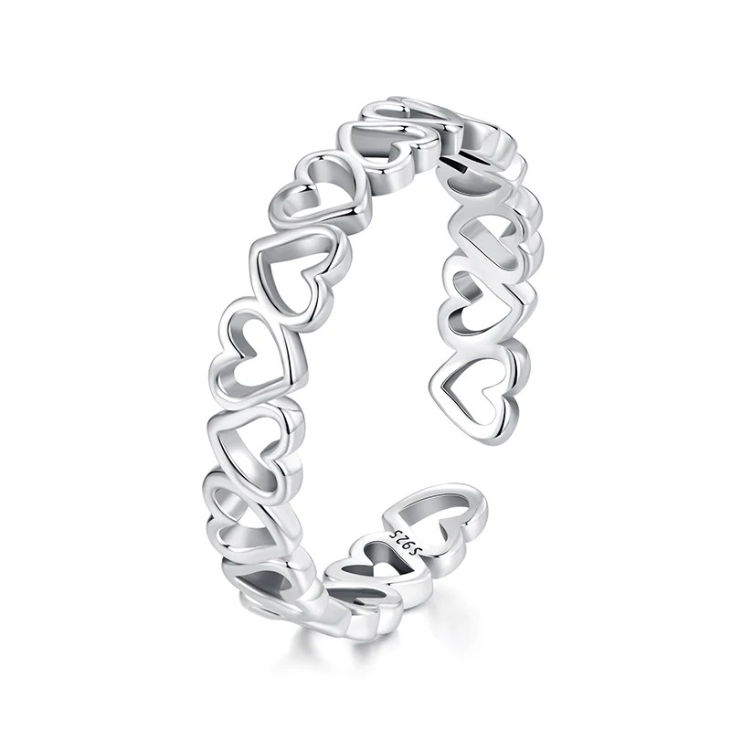 Elegant Adjustable Sterling Silver Zircon Open Ring