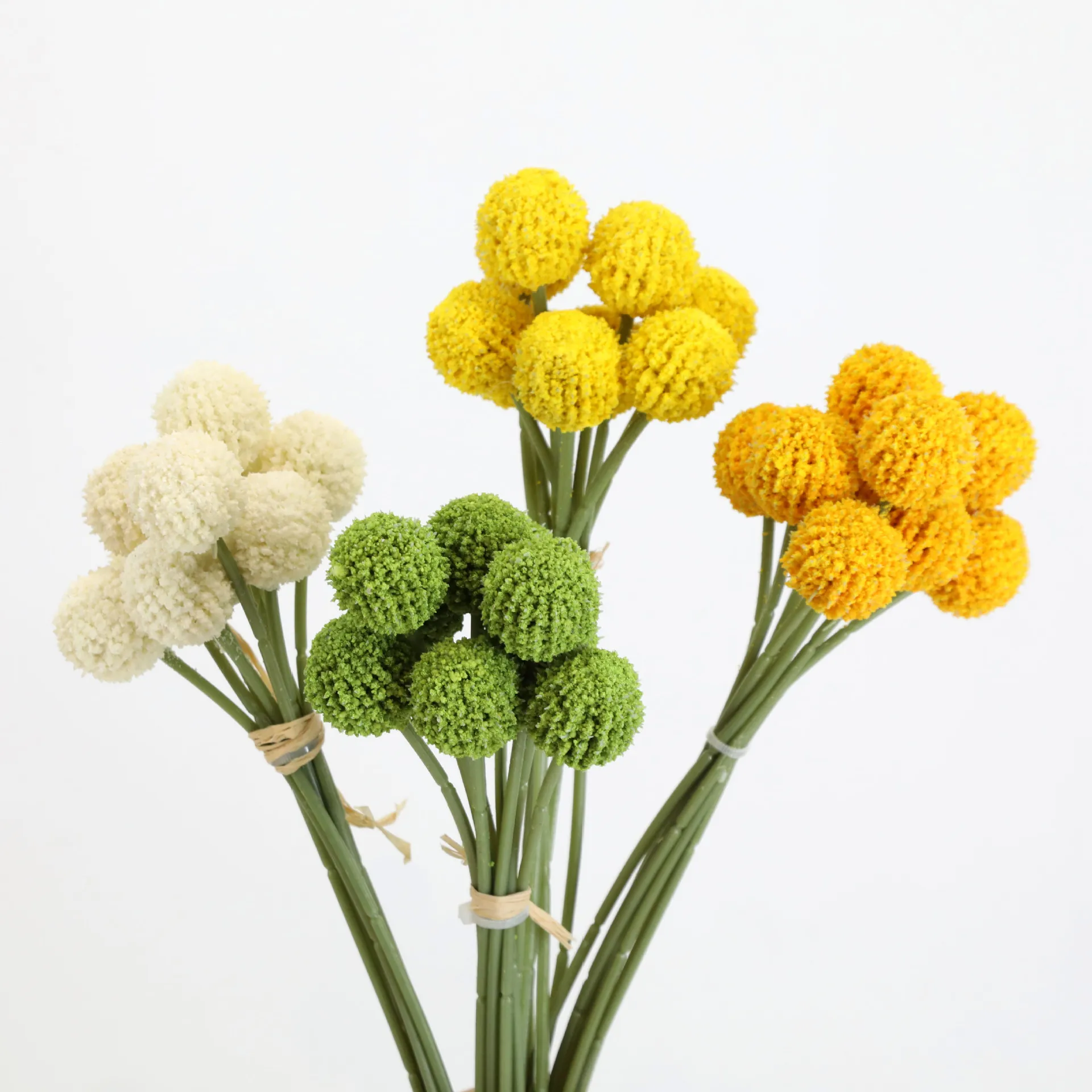 Künstliche Blume, Craspedia-Trommelhammer, Chrysantheme, 9 Köpfe/Blumenstrauß, goldene Kugel für Heimdekoration, Löwenzahnblume