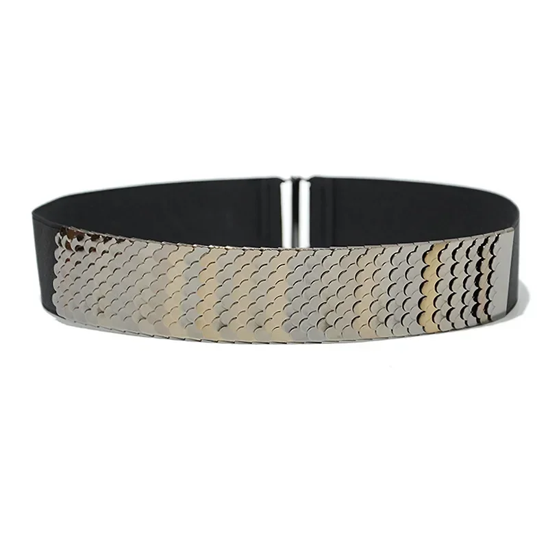 Geometrischer Metall dekor Korsett gürtel für Frauen Gold/Silber/Schwarz Metall auf Lager – Detail 2