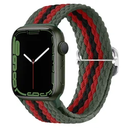 Nylon Braided Solo Loop Watch Band Strap - Universal Fit - Ultra 49mm (Green red black)