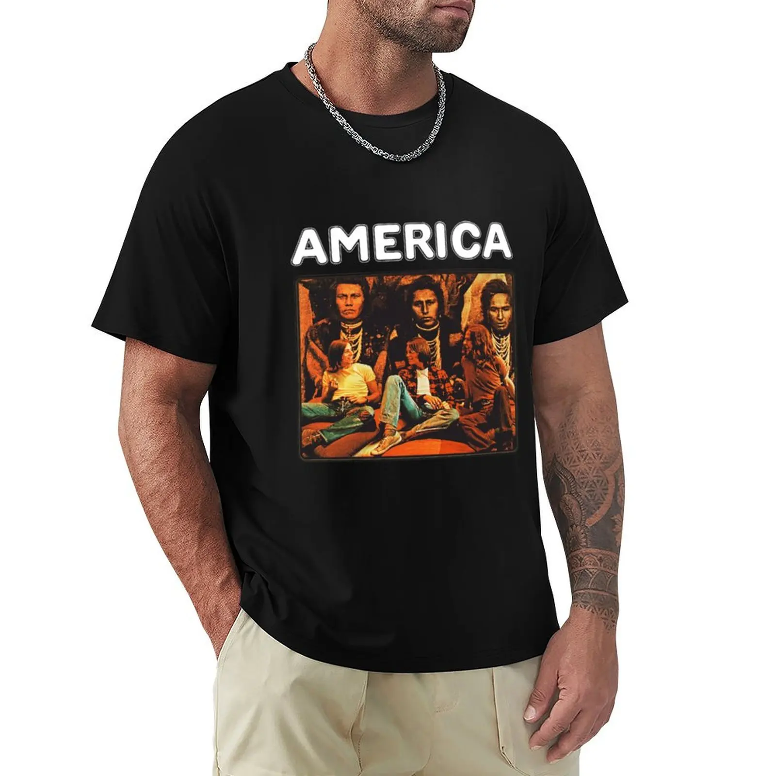 

America 1971 band T-shirt for a boy summer top quick-drying oversized t shirts for men
