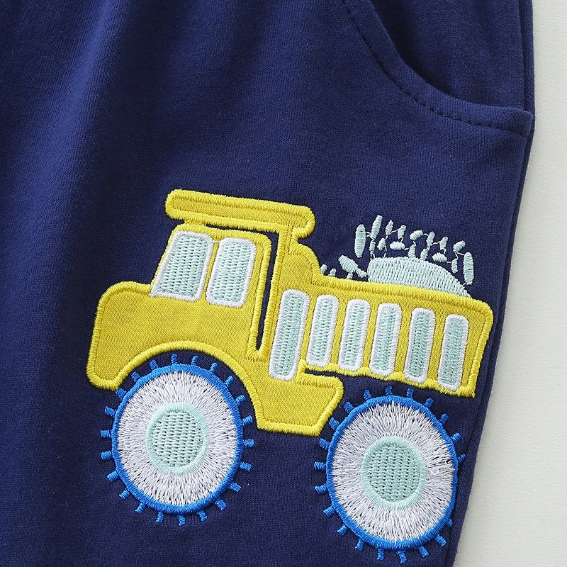 2025 Summer Kids Clothes Toddler Baby Boys Short Pants Cotton Children's Clothing Wear Cartoon Excavator Trousers