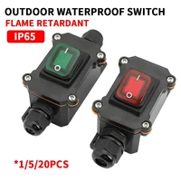 Waterproof Marine Rocker Switch With LED Outdoor Junction Box Inline Power Cord Power Switch IP65, 12V/24V/220V 1