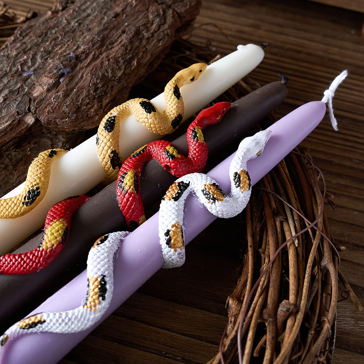 3D Snake Silicone Candle Mold Creative Simulation Snake Decor Long Rod Scented Candle Resin Mold DIY Handmade Making Tool