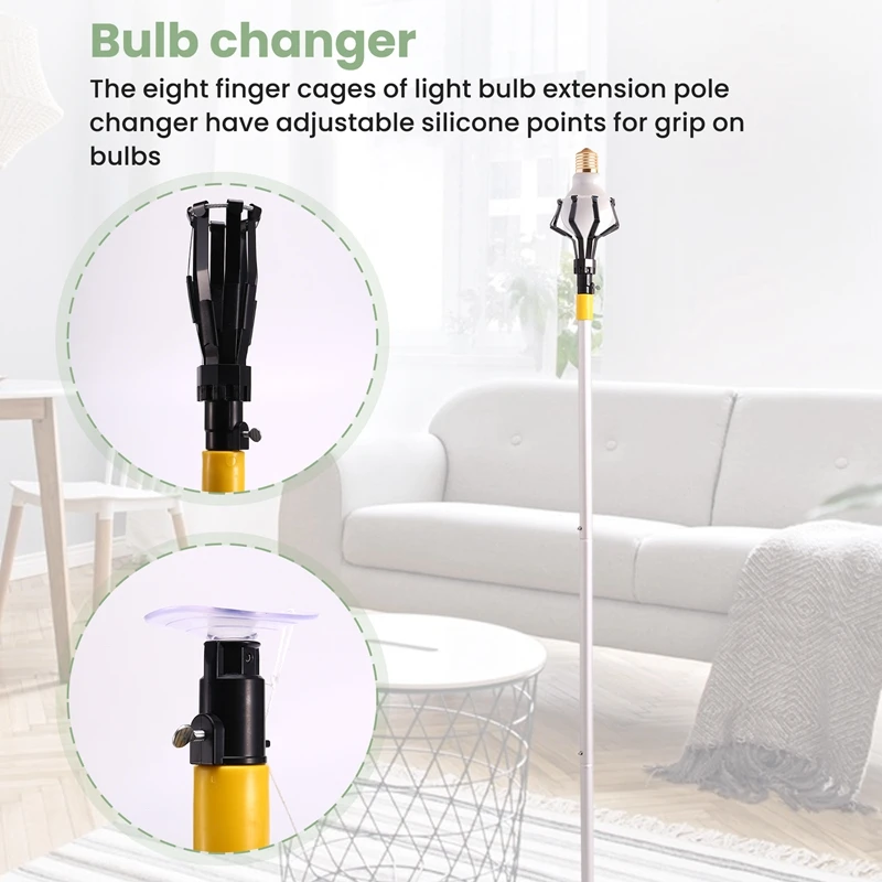 High ceiling light bulb changer assembled extension rod