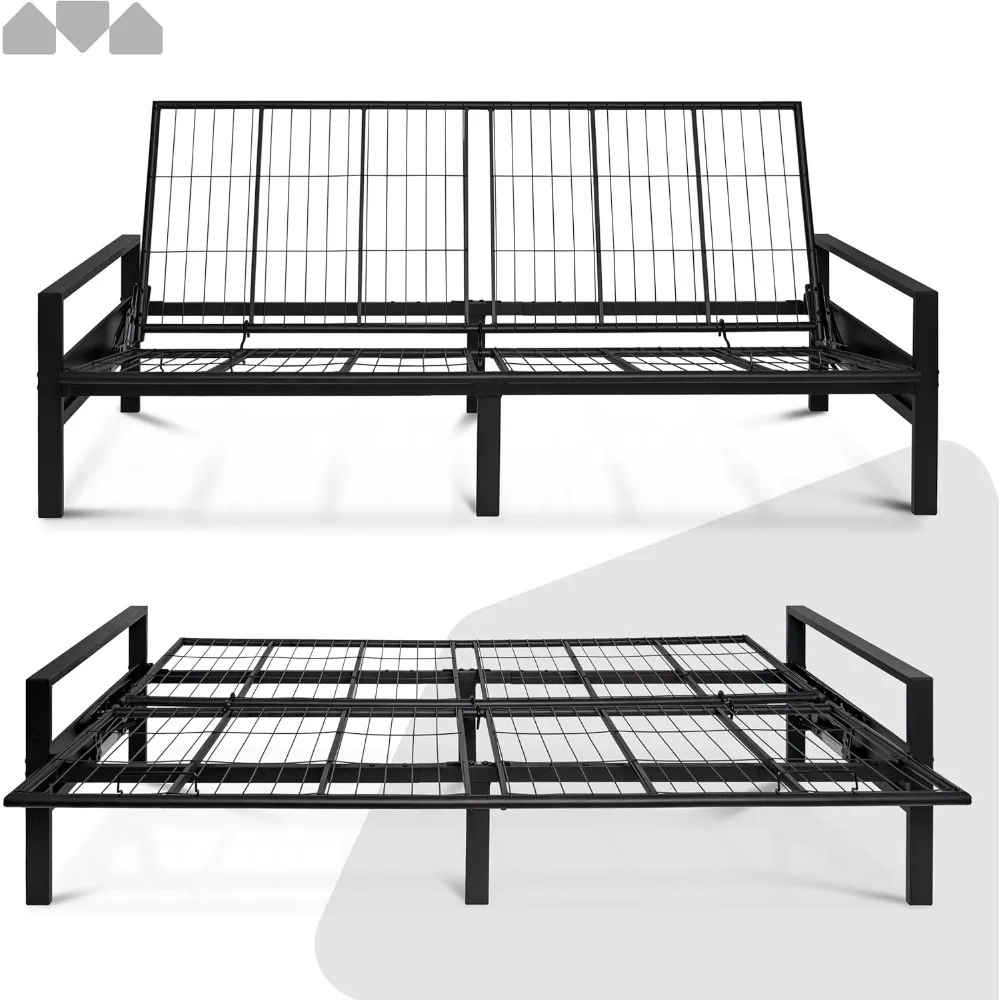 Metal Futon Frame – Space-Saving Modern Futon Frame Full Size - 2 in 1 Design Perfect for Modern Living Spaces (Black) 6