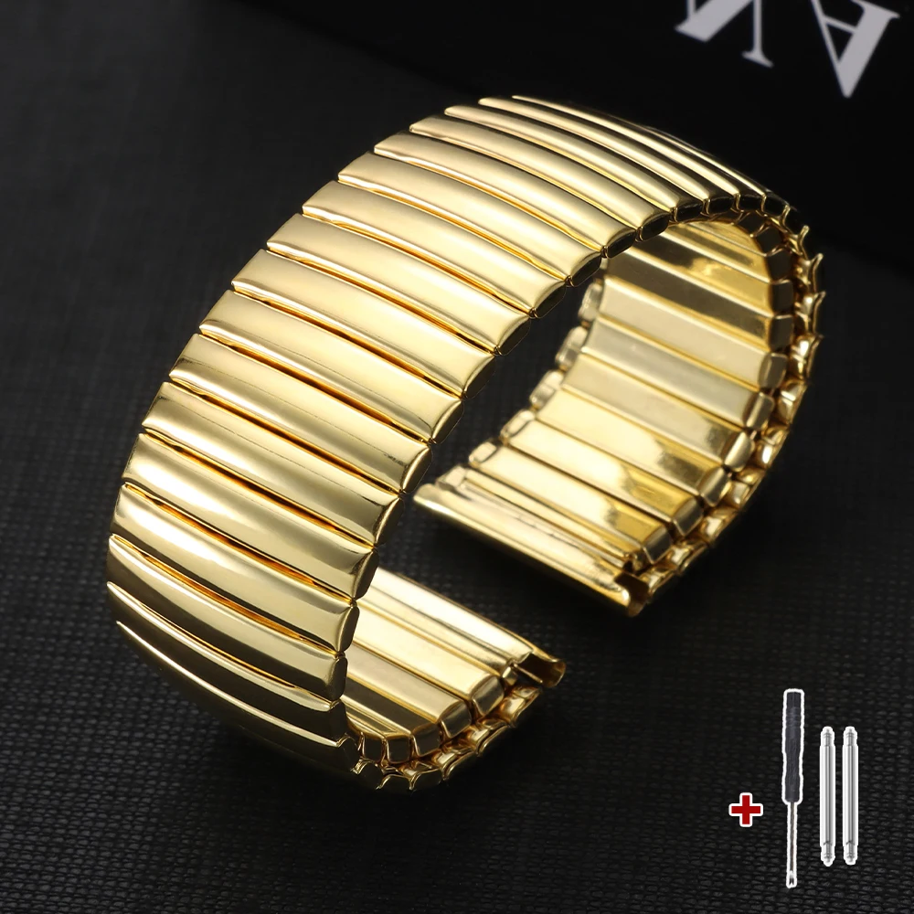 Universal Stainless Steel Elastic Strap Metal Watchband Replacement Bracelet