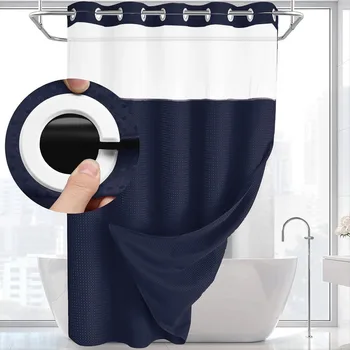 Hookless Textured Shower Curtain Set 1