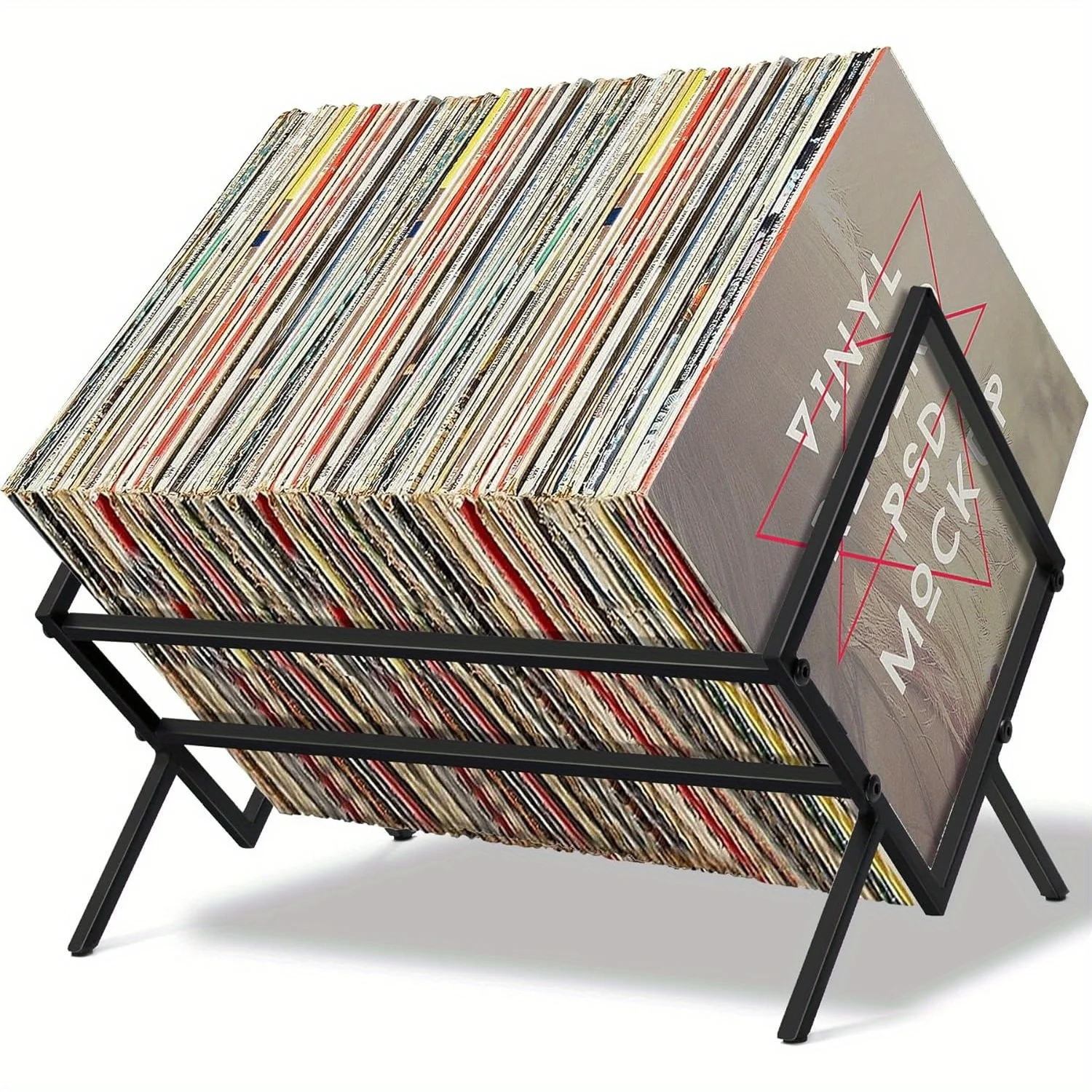 80 LPs Album Vinyl Record Storage Rack