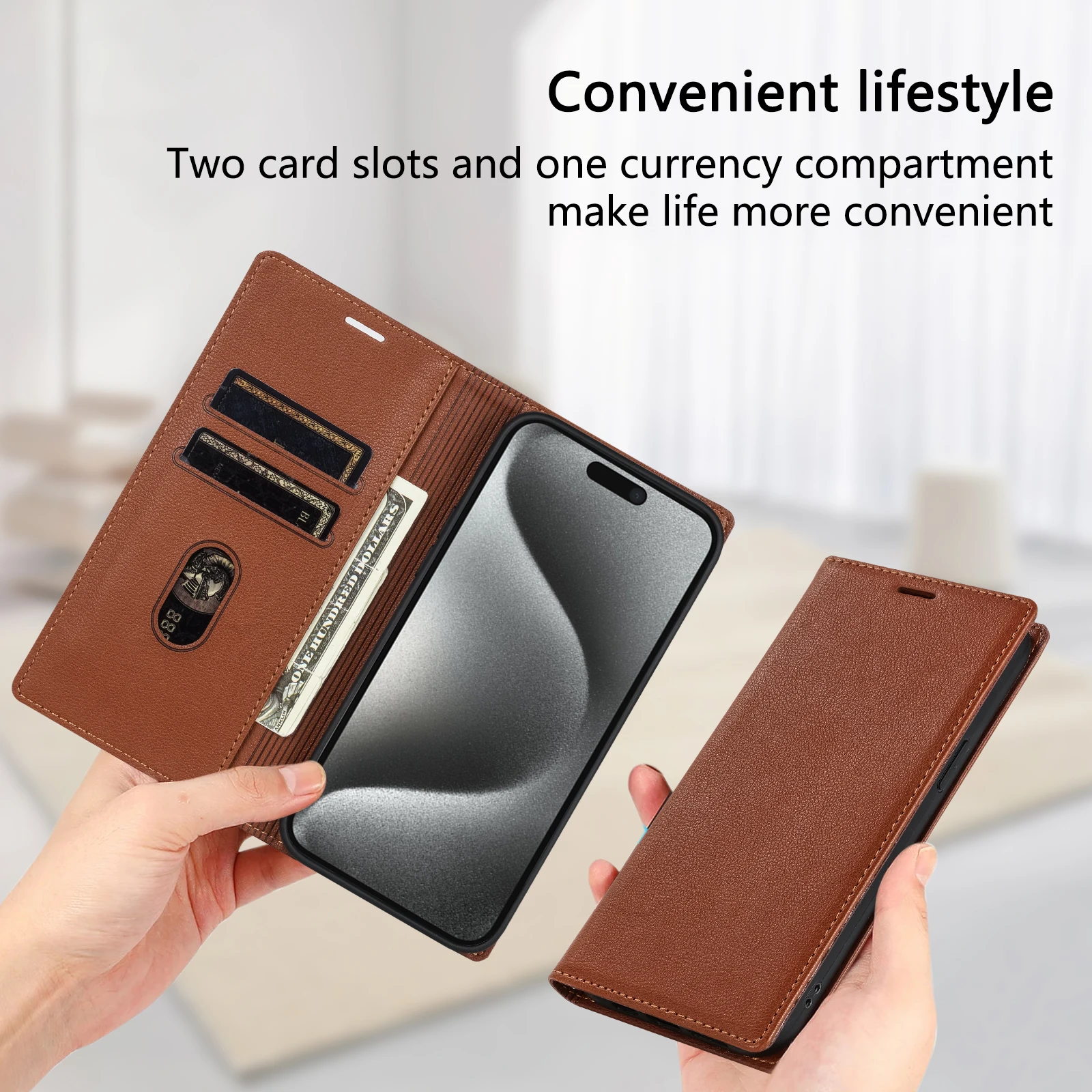 Sleek Retro Flip Leather Wallet Case with Card Slot Holder