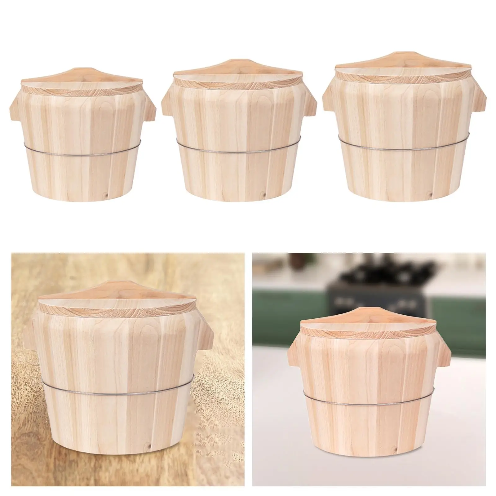 

Wooden Steamed Rice Barrel Rice Steamer Bucket Sturdy Dinner Plate Round Rice Bowl Sushi Rice Bowl for Tofu Pudding Appetizer