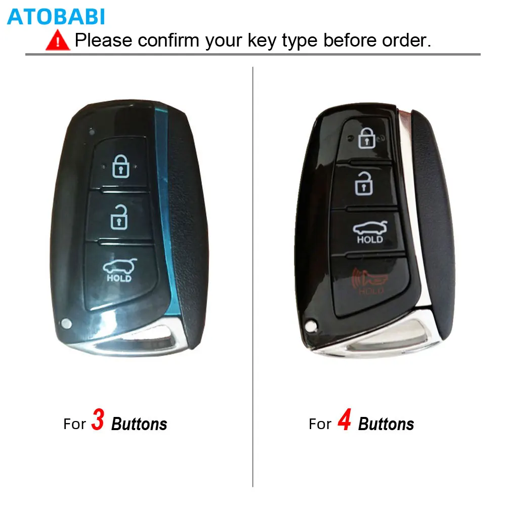 Echt leder Auto Schlüssel etui Smart Remote Anhänger Schutzhülle für Hyundai Azera Equus Genesis Limousine Grand Santa Fe Sport – Detail 1