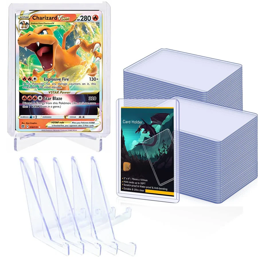 Fundas de tarjetas de plástico duro y soporte de exhibición para Yugioh, protectores comerciales de tarjetas de juego de béisbol y fútbol, Pokemon, 1-10 Uds.