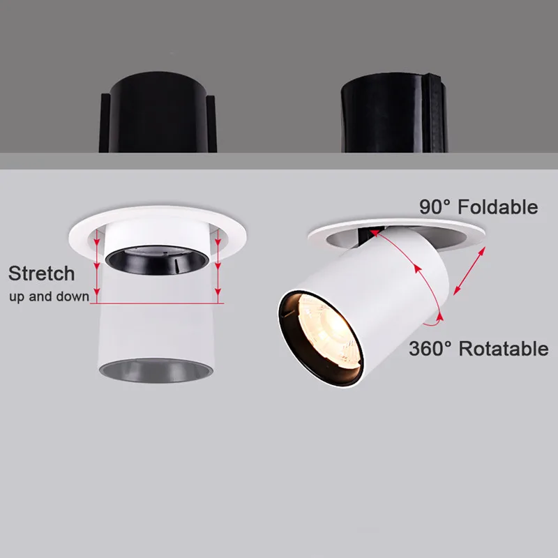 LED Aluminum Recessed Rotating Downlight 1Pcs 10W/12W/15W/18W/20W/24W Chip COB Spot Light Ceiling Lamp AC85-265V