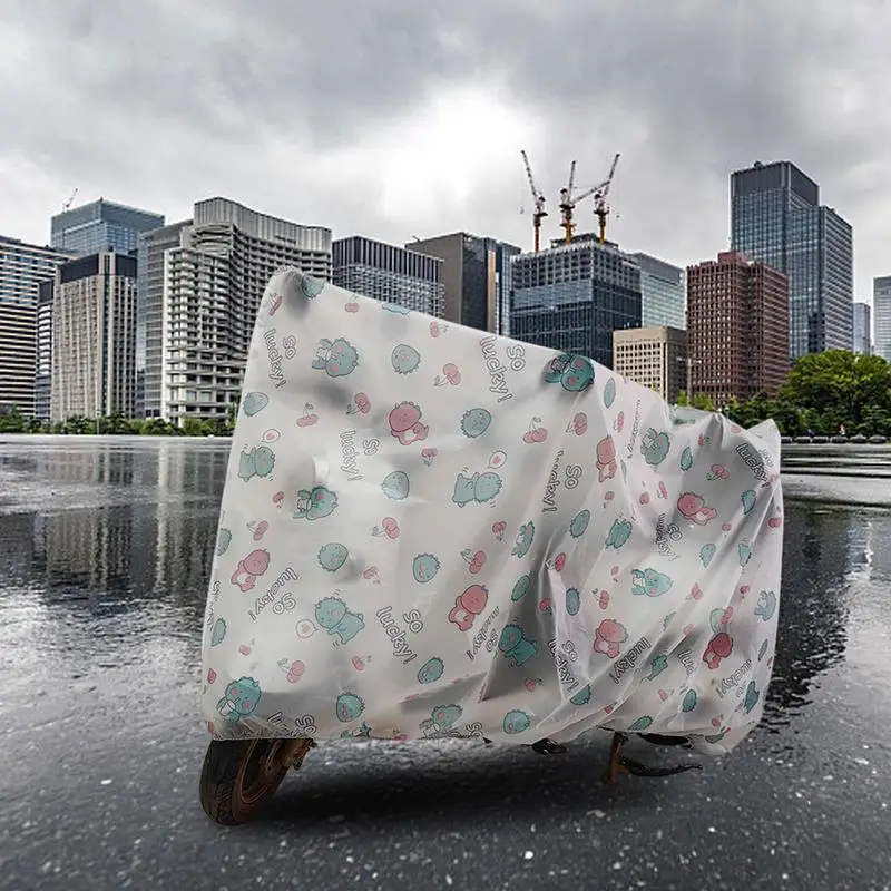 

Motorcycle Rain Cover Universa LWaterproof Dustproof UV Protective Outdoor Motorcycle Cover Cute Cartoon Pattern Scooter Shelter