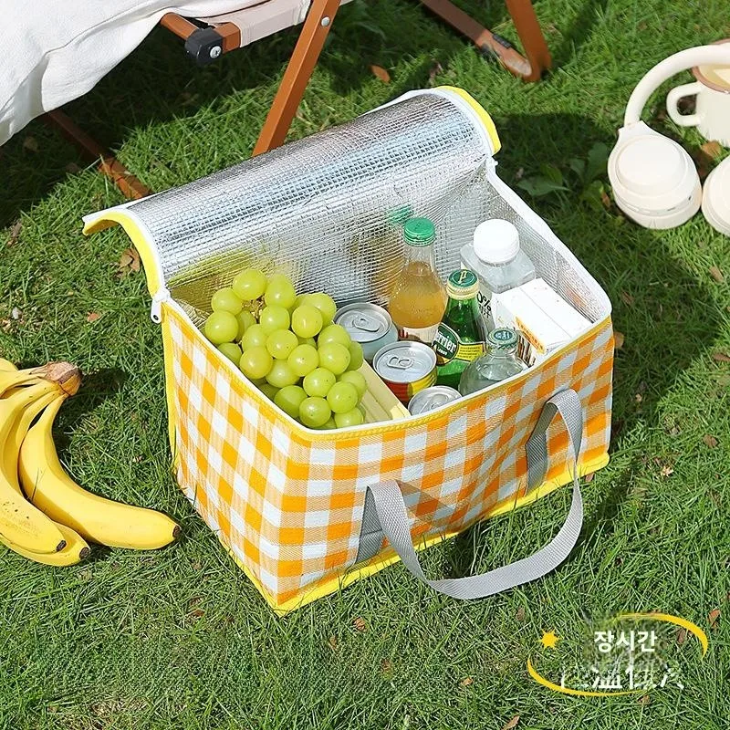 야외 피크닉 바구니 대용량 캠핑 보온 가방 두꺼운 방수 식품 냉장 보관 가방 피크닉 정리함