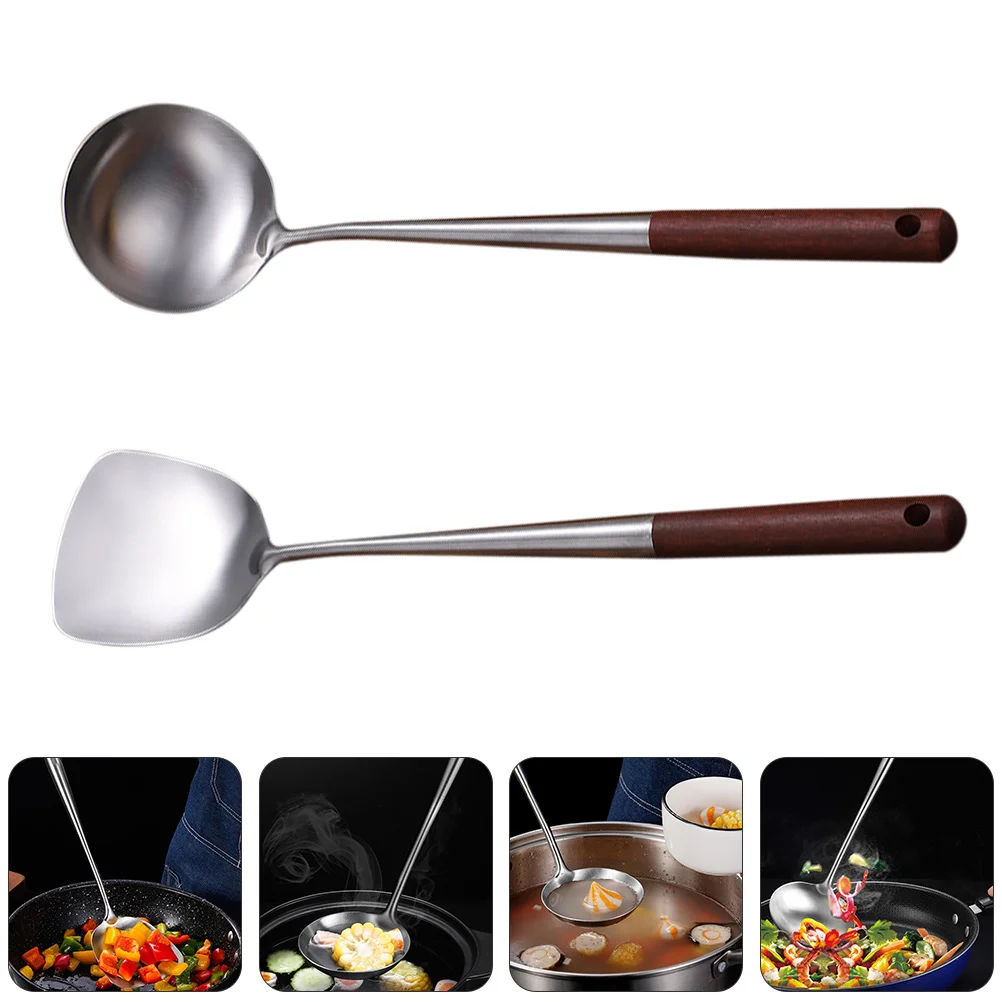 

Griddle Long Handle Cooking Spatula Spoon Ladle Tools Stainless Steel Kitchen Utensils Stir-fry Ware