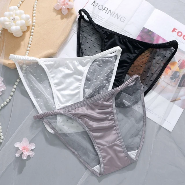 Girls Ice Silk Low Waist Underwear Transparent Soft Mesh Underwear Korean Seamless  Lingerie Sexy Womens Panties - AliExpress