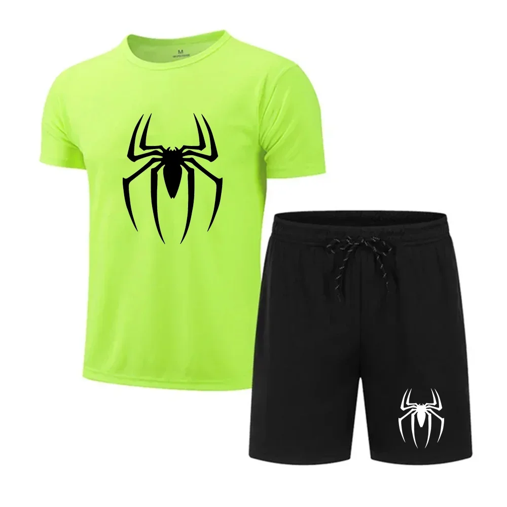 

Men's printed short sleeved T-shirt, quick drying shorts, breathable sports set, jogging set, summer fashion