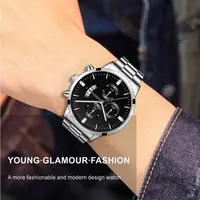 Mode hommes montre de luxe calendrier Quartz montre-Bracelet montres d'affaires homme horloge mâle Bracelet montre-Bracelet 6