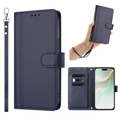 Premium PU Leather Flip Phone Case with Card Holder Wallet - 9 Slots and Magnetic Closure - S24 Ultra (Dark Blue)