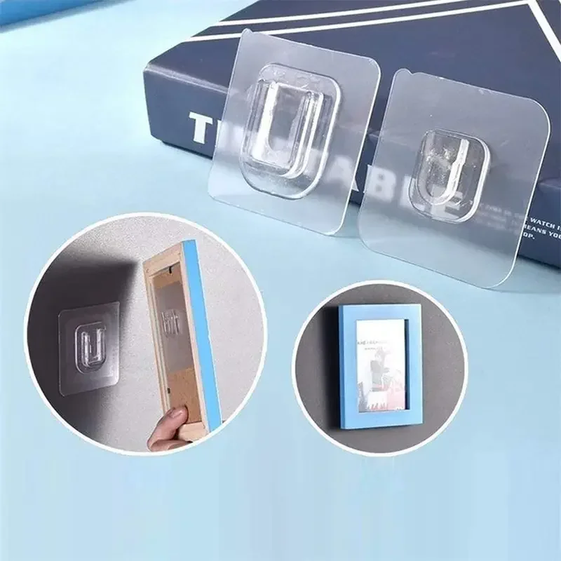Double-Sided Adhesive Wall Hooks Hanger Strong Transparent Suction Cup Kitchen Bathroom Storage