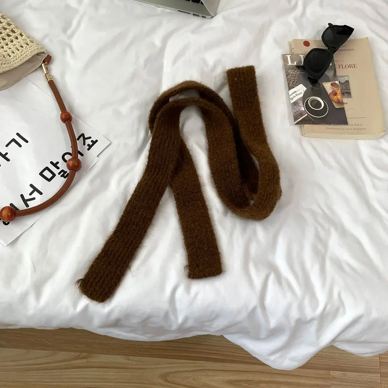 Frauen Harajuku Wolle Schals Einfarbig Lange Schals 180Cm Dünne Lange Dekorative Halstuch Mode Gefühl Spice Girl Streetwear – Detail 8