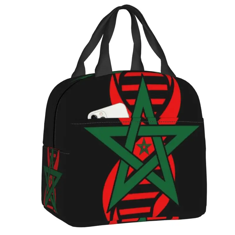 

Moroccan Flag Its In My DNA Morocco Insulated Lunch Bag for Camping Travel Leakproof Cooler Thermal Lunch Box Women Kids