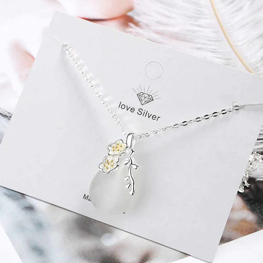 

Fine Collares Mujer Jade Sterling Silver Necklaces 925 for Women Oval Bohemia Jade Pendants Jewelry Gemstone Egg Bizuteria Girls