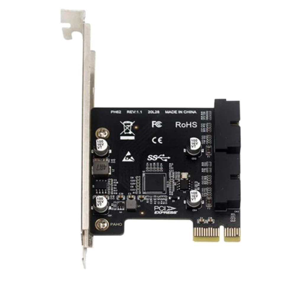 

PH62 PCIE Expansion Card Adapter 2 Port USB3.0 Hub Internal 19/20 Pin Header USB 3 To PCIE PCI Express Adapter Card