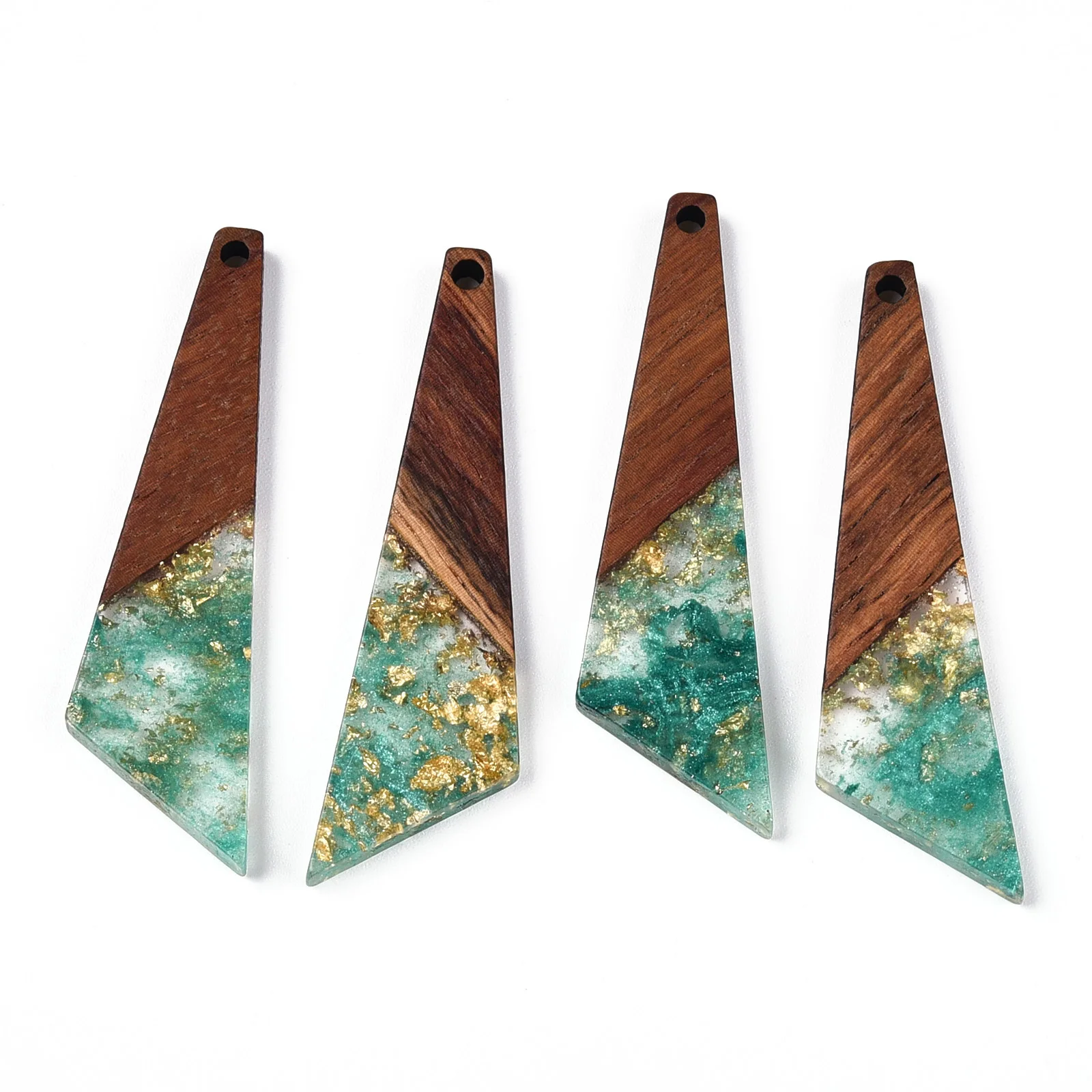 

20pcs Big Transparent Resin & Walnut Wood Pendants with Gold Foil Quadrilateral Charms for DIY Earring Necklace Craft Decoration