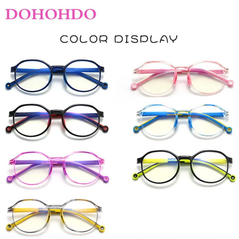 DOHOHDO Anti blue Light Kids Glasses Children Round Optic Frame Boys Girls Computer Cellphone Transparent Eyeglasses UV400