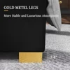King Size Platform Bed Frame, 65" Velvet Upholstered Bed with Gold Trim Headboard/Wooden Slats/No Box Spring Needed/Black 6