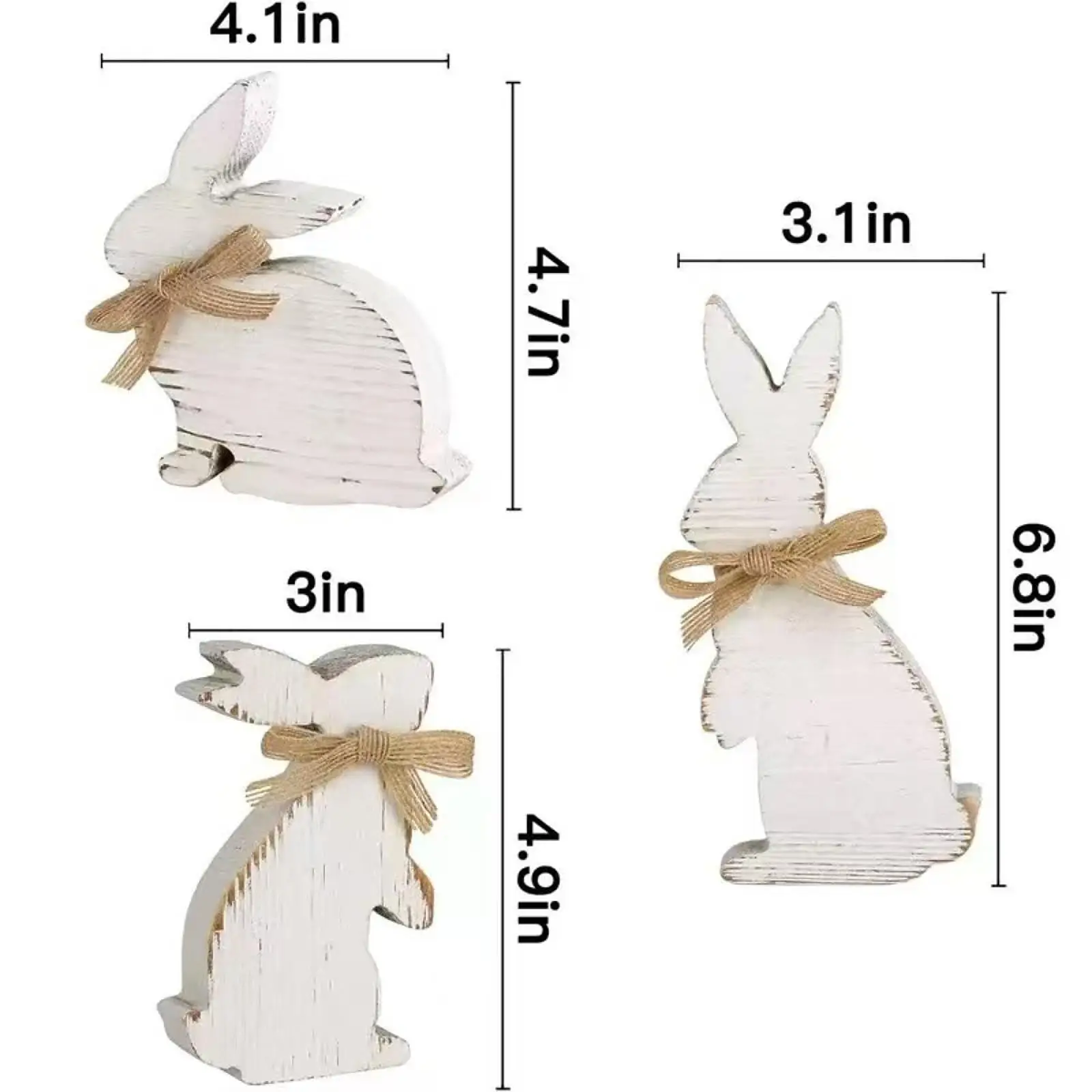 3Pcs Wooden Bunny Signs Easter Table Decorations Indoor Gift Tiered Tray Decor for Holiday Party Office Dining Room Bookshelf