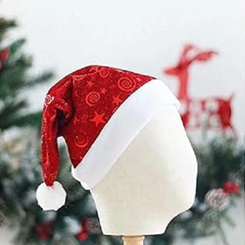 New Cute Santa Hat Clouds Stars Bronzing Christmas Party Hat for Adult Holiday Cosplay Costume Props Accessory