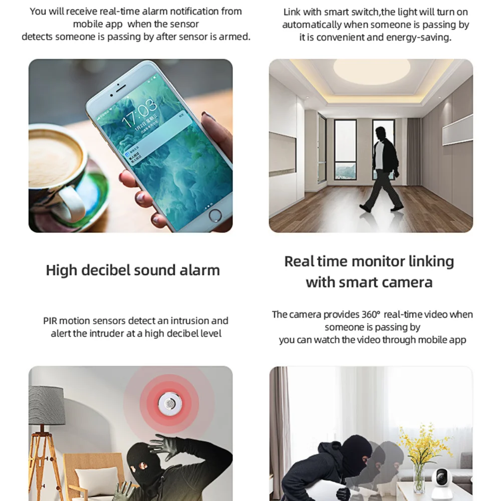 Tuya Smart Life PIR Human motion sensors scene linkage security protection system and home intelligence