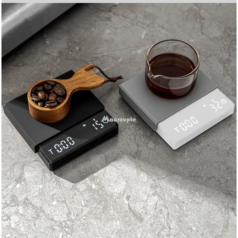 Tiny Espresso Coffee Kitchen Scale Mini Smart Timer USB 2kg/0.1g G/oz/ml Pad Man Woman Gift Digital Weight Scale