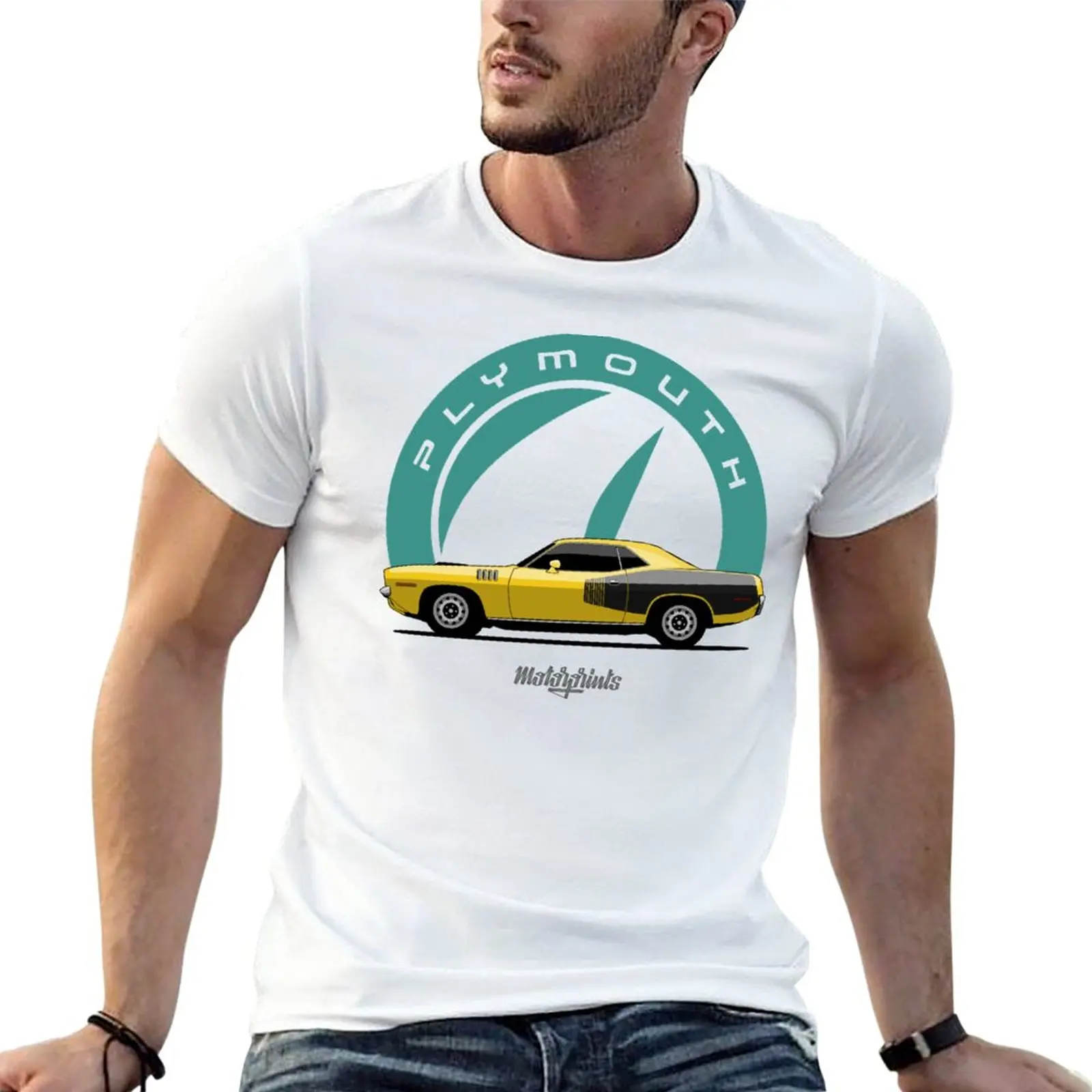 

New Muscle Car Hemicuda (yellow) T-Shirt sweat shirt man clothes t shirts for men graphic
