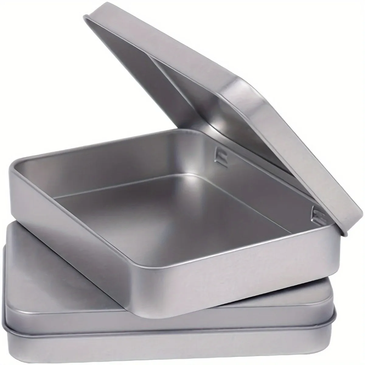 3 Scatole Portatili In Latta Argentata Con Cerniera 95x62x20 Mm - Contenitori Metallici Multiuso Per Viaggi, Regali, Piccoli Oggetti