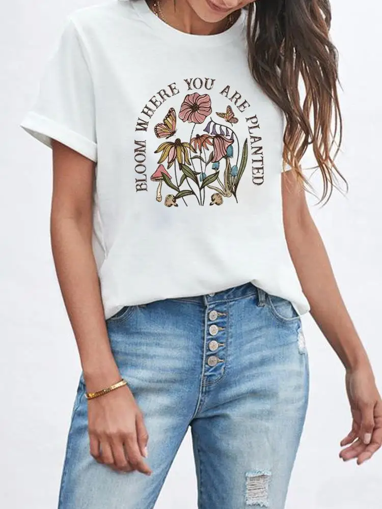 

Женская футболка с коротким рукавом и принтом, в стиле 90-х